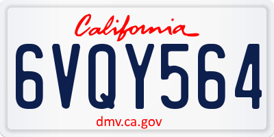 CA license plate 6VQY564