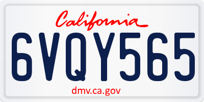 CA license plate 6VQY565