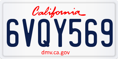 CA license plate 6VQY569