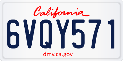 CA license plate 6VQY571