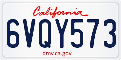 CA license plate 6VQY573