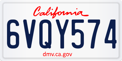CA license plate 6VQY574