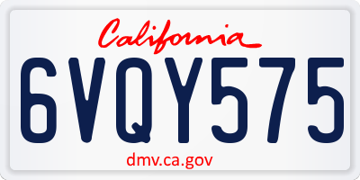 CA license plate 6VQY575