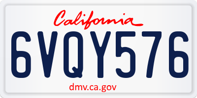 CA license plate 6VQY576