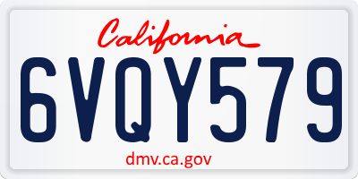 CA license plate 6VQY579