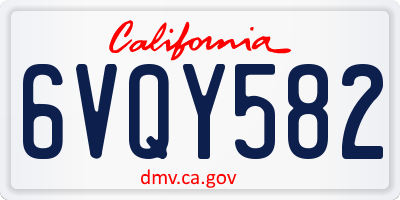 CA license plate 6VQY582