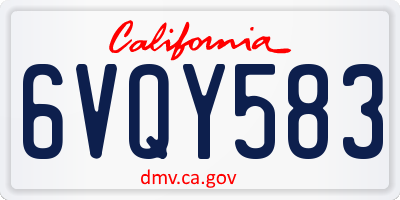 CA license plate 6VQY583