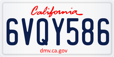 CA license plate 6VQY586