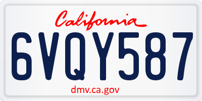 CA license plate 6VQY587