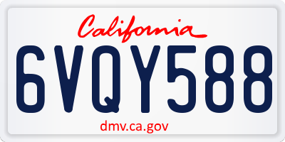CA license plate 6VQY588