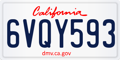 CA license plate 6VQY593
