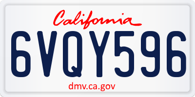 CA license plate 6VQY596