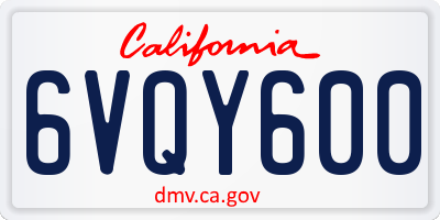 CA license plate 6VQY600