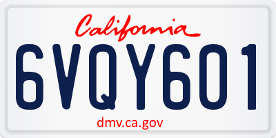CA license plate 6VQY601