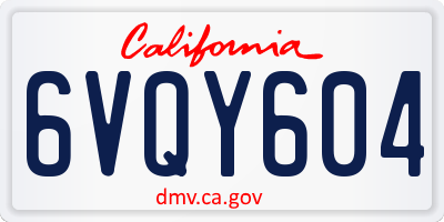 CA license plate 6VQY604