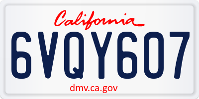 CA license plate 6VQY607