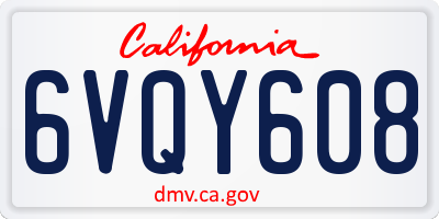 CA license plate 6VQY608