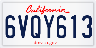 CA license plate 6VQY613