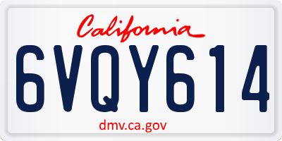 CA license plate 6VQY614