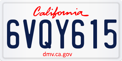 CA license plate 6VQY615