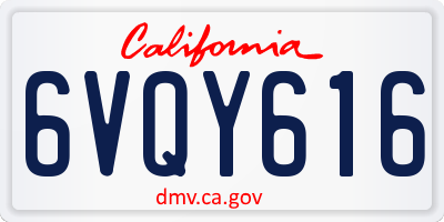 CA license plate 6VQY616