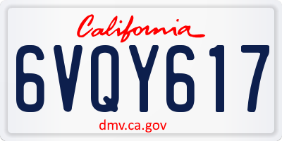 CA license plate 6VQY617