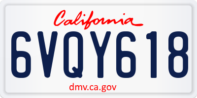 CA license plate 6VQY618