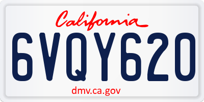 CA license plate 6VQY620