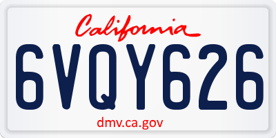 CA license plate 6VQY626