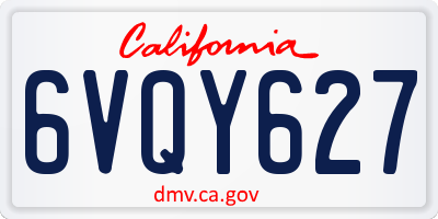 CA license plate 6VQY627