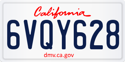 CA license plate 6VQY628