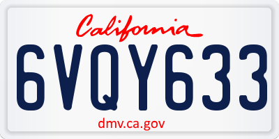 CA license plate 6VQY633