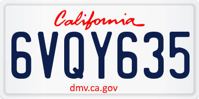 CA license plate 6VQY635