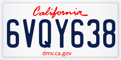 CA license plate 6VQY638
