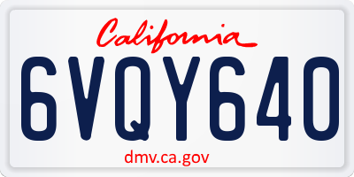 CA license plate 6VQY640