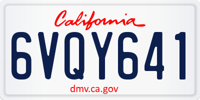 CA license plate 6VQY641