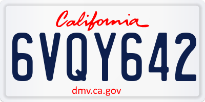 CA license plate 6VQY642