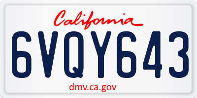 CA license plate 6VQY643