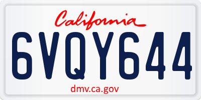 CA license plate 6VQY644