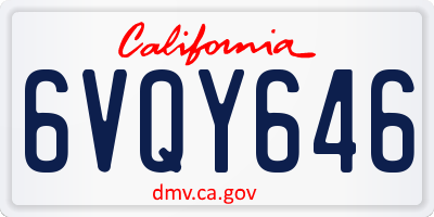 CA license plate 6VQY646