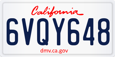CA license plate 6VQY648