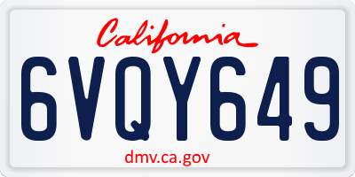 CA license plate 6VQY649