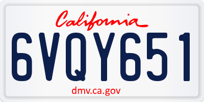 CA license plate 6VQY651