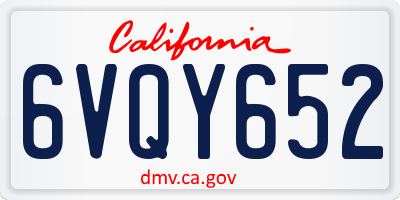 CA license plate 6VQY652