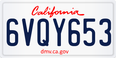 CA license plate 6VQY653
