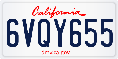 CA license plate 6VQY655