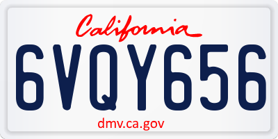 CA license plate 6VQY656