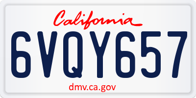 CA license plate 6VQY657