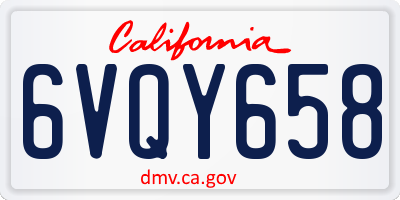 CA license plate 6VQY658