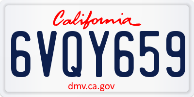 CA license plate 6VQY659